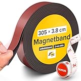Magnetband Stark - 3,8x305 cm - Magnetklebeband - Magnetband Selbstklebend Stark - Magnetstreifen - Magnetstreifen Selbstklebend für DIY, Fotos, Heimwerken - Selbstklebende Magnetstreifen