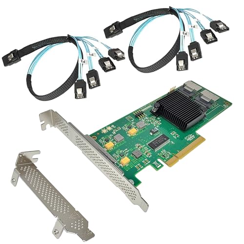 SAOESS PCI Express 2.0 SAS+SATA HBA 6Gb/s Raid Controller Card, SAS2008 Controller Chip, Same as SAS 9211-8I with 2 Set Cable