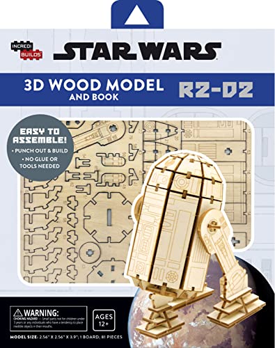 Incredibuilds Star Wars R2-D2 3D Wood Puzzle & Model Figure Kit (81 Pcs) - Build & Paint Your Own 3-D Movie Droid Toy - Holiday Educational Gift For Kids & Adults, No Glue Required, 12+  #TOP4