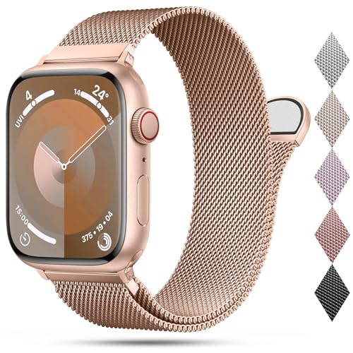 OULUOQI Correa Compatible con Correas Apple Watch 41mm 40mm 38mm 45mm 44mm 42mm 49mm, Bracelet Metalica de reloj Milano de metal de acero inoxidable para iWatch Series SE Ultra 9 8 7 6 5 4 3 2 1