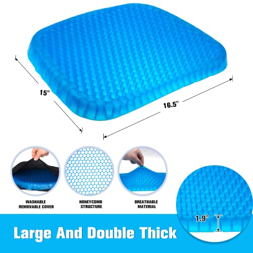 Ghemyulp Gel Seat Cushion,Office Chair Car Wheelchair Seat Cushion For Long Sitting,Cooling Seat Cushion Honeycomb Design With Non-Slip Cover,Pressure Relief(Arc:16.5 X 15.0 X 1.9 Inches) #TOP2