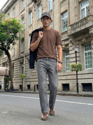 Image of Urbano Fashion Men's Relaxed Fit Washed Denim Jeans Non-Stretchable
