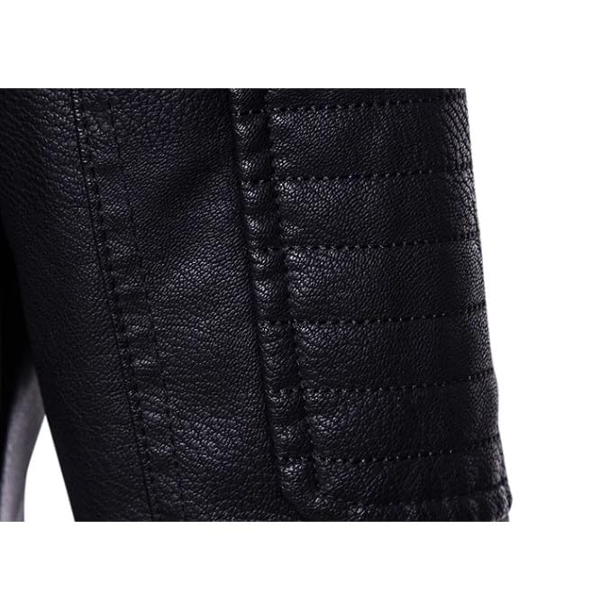 Chaqueta de cuero con cierre diagonal para ciclismo miniatura 6