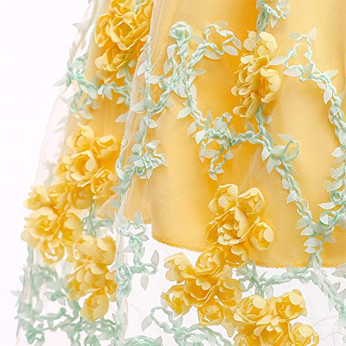 KILO&METERS Embroidery 3D Flower Girl Dress Tulle Lace Formal Party Baby Dress 3M-9T4