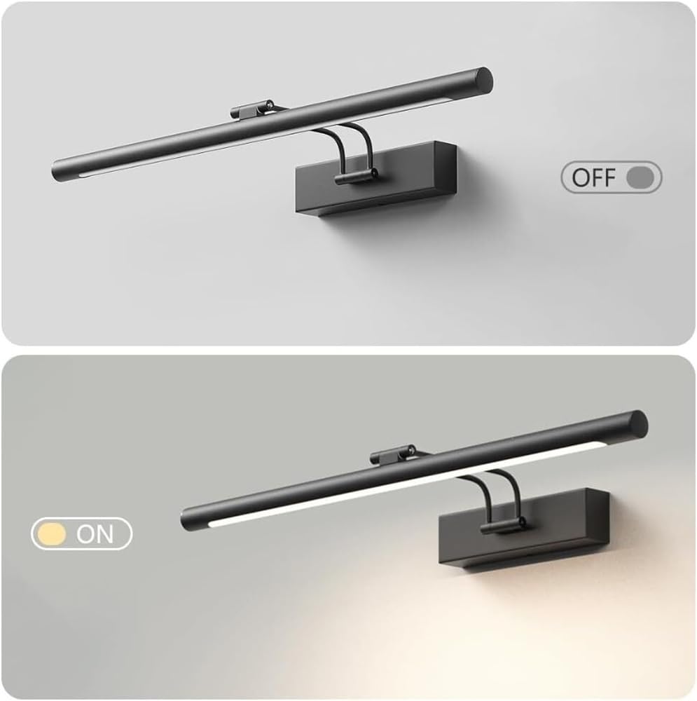 Spiegelleuchte Spiegellampe Moderne, minimalistische Badezimmer-Waschtischleuchte, LED-dimmbare Spiegel-Frontlampe, verstellbare Kunstwerk-Display-Lampen, Bildleuchten(Black,40cm)