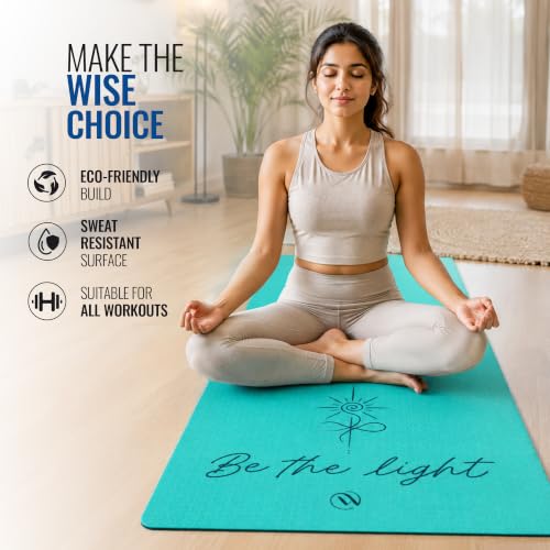Image of Wiselife Intention 6mm Yoga Mat for Men & Women | Anti-Slip TPE Exercise Mat for Yoga, Pilates, Workout & Fitness (Sea Green, 6 MM)