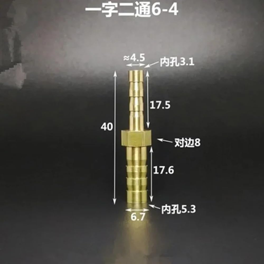 Lot de 10 raccords cannelés droits en laiton pour tuyau d'arrosage, 2 voies, diamètres disponibles : 4 mm, 5 mm, 6 mm, 8 mm, 10 mm, 12 mm, 14 mm, 16 m