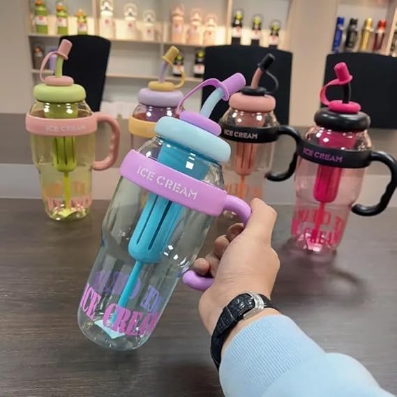Image of MAKE A WISH Ice Cream Theme Sipper Bottle, BPA-Free Stylish Water Bottle, Fruit Detox Bottle for Girls,Kids Water Bottle. (1200 ML) (MULTICOLOR)