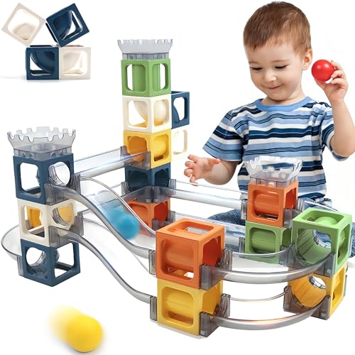 keefun Magnetic Marble Run Building Blocks, 41pcs Marble Runs for Kids 4-8 3-5, STEM Building Toys for Boys 4-6 Toddler Maze Kit Race Track Ball Set Birthday Gift for Age 3 4 5 6 7 8 Construction Game