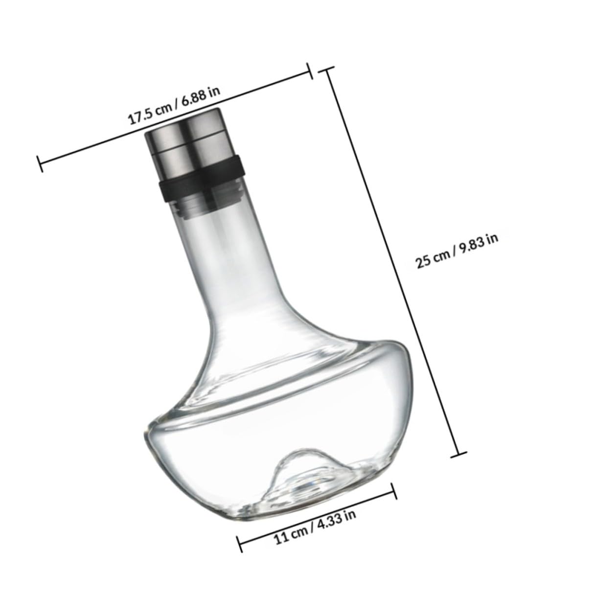 Decanter per Vino in Vetro 1000ml Design Curvo, Aeratore Portatile per Versare Vino Facilmente, per Degustazioni e Pranzi