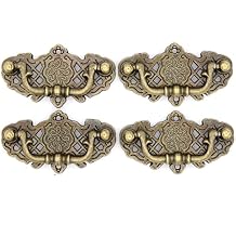 LXZ 4 PCs Vintage Antique Brass Bail Pull Handle for Wooden Drawer Cabinet Cupboard, Length 2.6" 6.6 cm and Height 1.5" 3.7 cm