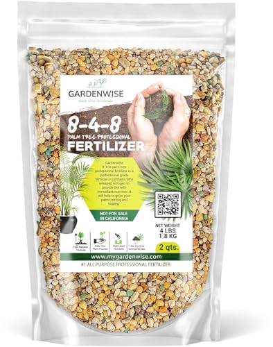 Image of Gardenwise 8-4-8 Professional Palm Tree Fertilizer Plant Food; for Indoor Potted Plants and Outdoor Landscape Palm Trees; Quick-Release Nitrogen Fertilizer and Continuous Feeding (2 QUARTS)