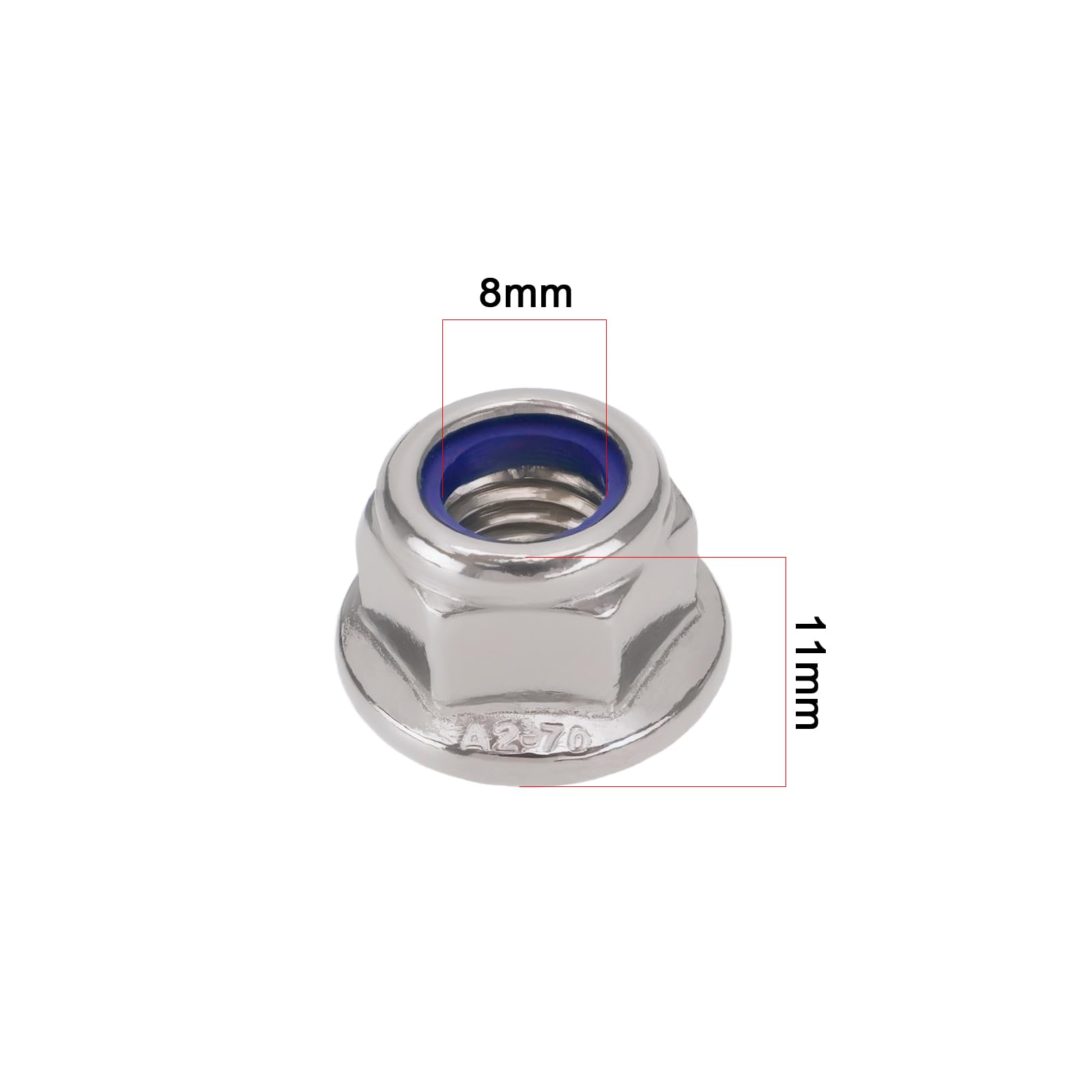 OTOTEC 35Pcs Flange Lock Nut M8 Flange Nylon Insert Lock Nut for Fastening Steel Wood Machinery Furniture 8x11mm 304 Stainless Steel(with Locking Teeth) - Image 4