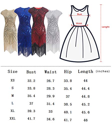 Letter Love Women 1920s Vintage Flapper Fringe Beaded Gatsby Party Dress With 20s Accessories Set (M, Blue) - Thumbnail 6