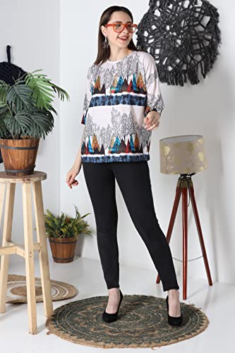 Image of OM SAI LATEST CREATION Women's Tie Dye Color Block Crewneck Cape Sleeve Casual Loose Pullover Sweatshirt Tops