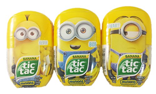 Tic Tac Limited Edition Despicible Me Minion Bundle, Kevin, Bob and Stuart, Banana 3.4 oz each