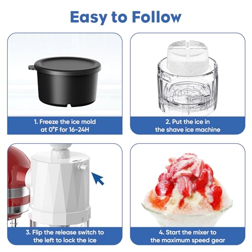 InnoMoon Shaved Ice Attachment for KitchenAid Stand Mixer, Ice Shaver Attachment for Kitchenaid Mixer Attachments,Snow Cone Machine for Kitchenaid with 8 Ice Cube Mold with Lid, Fine and Coarse Blade - Thumbnail 3