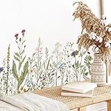 QUCHENG Boho Flower Wall Decals Wildflower Floral Butterfly Wall Stickers Dandelion Grass Nursery Decor Baby Girls Bedroom Kids Room Art Decoration
