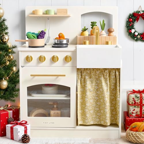 Tiny Land Play Kitchen, Kids Kitchen Playset, Toddler Kitchen with Cutting...