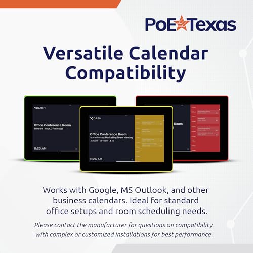 Image of PoE Texas 10 inch Touchscreen Meeting Room Scheduler Tablet with Highly Visible LED Ring - Plug & Play PoE Office Conference Room Scheduler - Digital Display Syncs with Existing Business Calendar