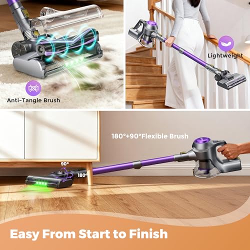 Image of UML0 Cordless Vacuum Cleaner, 40Kpa Powerful Suction Stick Vacuum Cleaners for Home, 45 Mins Runtime, 1.6L Dust Box, Anti-Tangle, 8-in-1 Rechargeable Vacuum for Hardwood Floor,Carpet,Pet Hair
