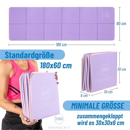Tapis de yoga pliable antidérapant bleu EBS gain de place - 3