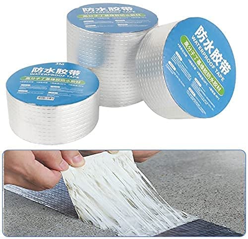Image of Butyl Roof Leak Plugging Tape Moisture‚ Proof Aluminum Foil Waterproofing Membrane High‚ Adhesive 1.5mm Thick Self‚ Adhesive 100cm Wide Tape for Roof Sealing 10m Length Coil with Crack Resistance