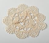 Handmade All-over Cluny Lace Cotton Doilies, 6 Inches Round, Beige, Set of 12