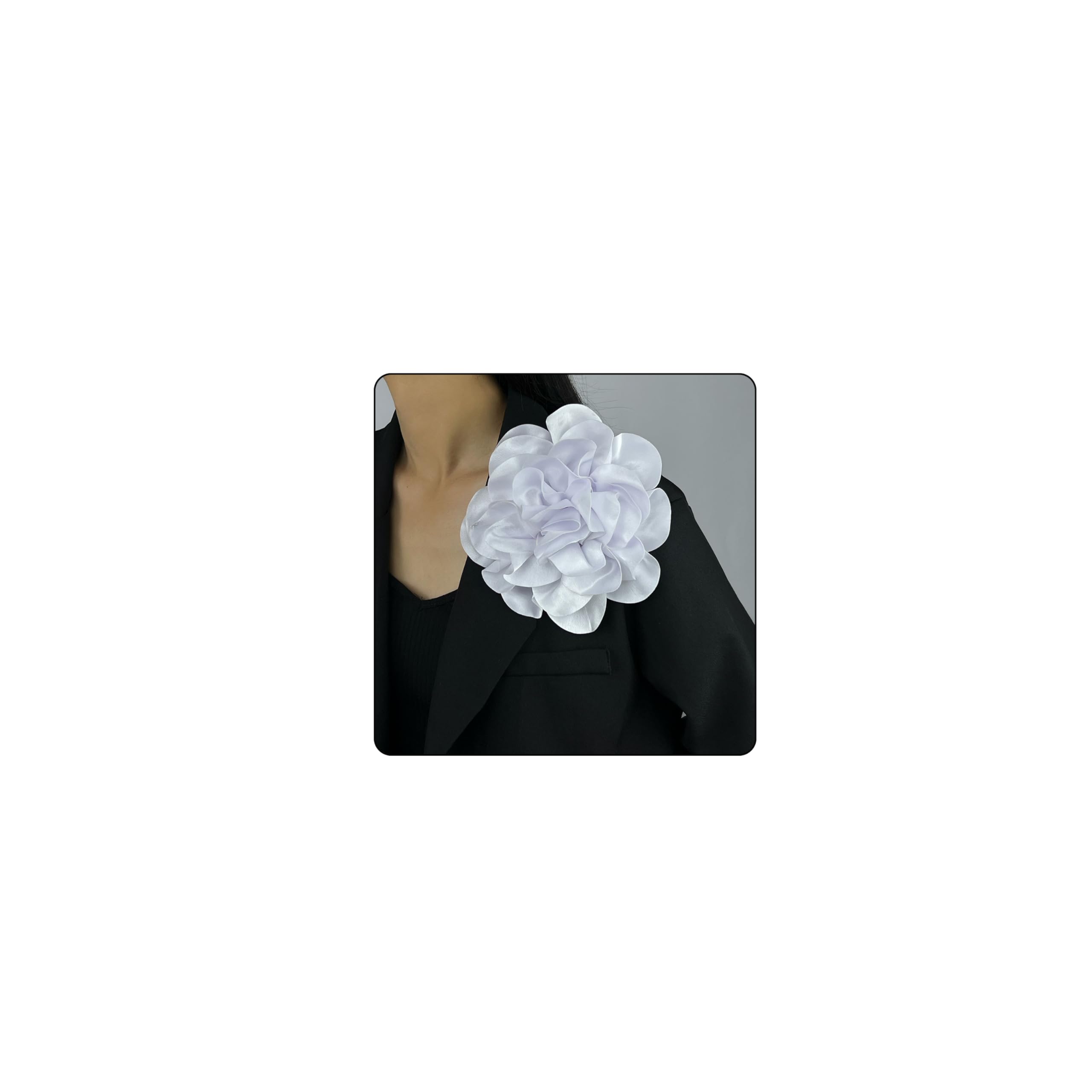 Dainty Fabric Rose &amp; Camellia Flower Oversized Brooch Pins &amp; Hair Clip - Large Lapel Pin, 4.3in/7.5in