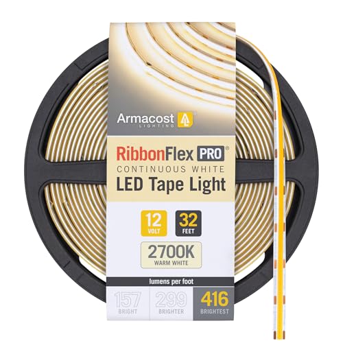 Image of Armacost Lighting RibbonFlex Pro 12V White LED COB Strip Light Tape, 416 Lumens /Ft, 2700K, 10M (32.8 ft) 178150