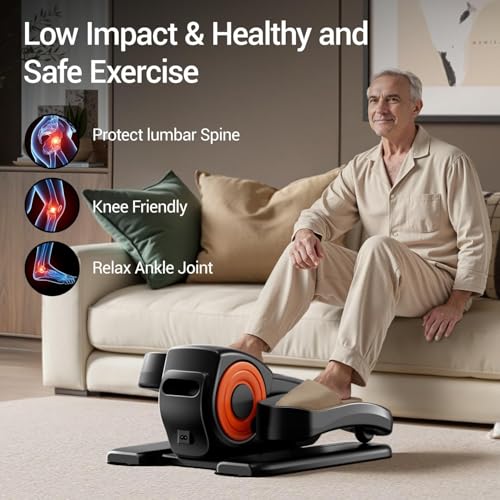 Image of Under Desk Elliptical Machine Seated Pedal Exerciser | Quiet Leg Exerciser While Sitting, Mini Portable Leg Exercise Machine with Remote, Adjustable 12-Speeds, Manual & Auto Mode