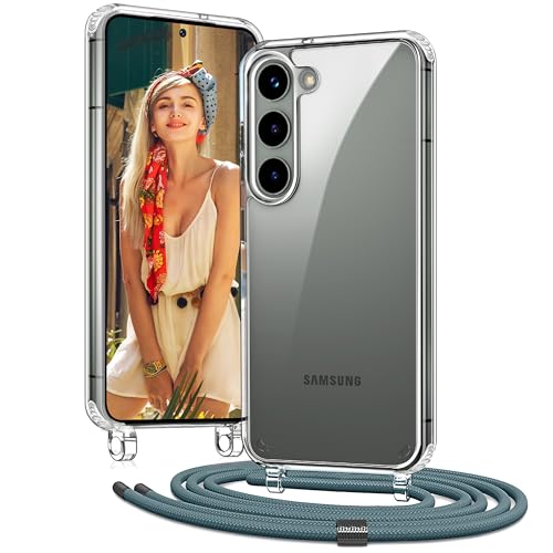 Vaykwo Handykette für Samsung Galaxy S25 Plus / S25+ / S24+ 6,7" Hülle mit Band - Necklace Handyhülle - Transparente Case zum Umhängen mit Kameraschutz und Bildschirmschutz - Grau