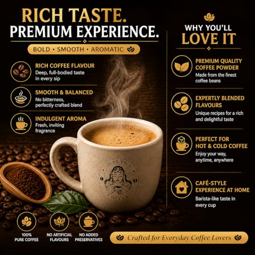 Image of Dalyla Coffee Combo with Free Frother | 4 Flavour Assorted Instant Coffee (Classic, Chocolate, Vanilla, Saffron) | 24g x 4 (96g) | Airtight Pouch - Pack of 3
