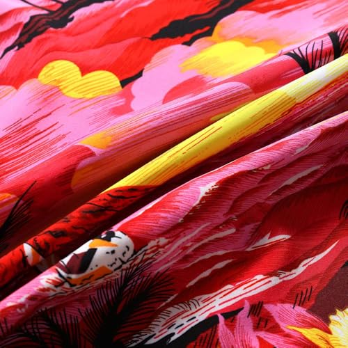 Image of Men's Hawaiian Shirt Tops Vintage Short Sleeve Button Down Beach Shirt Male Tropical Floral Summer Pullover Party Holiday