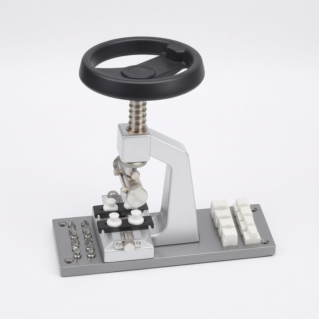 Milageto Abridor de Trasera de Reloj Herramienta Abrir Caja Extractor Destapador de Relojería Ajustable con 12 de Acero Soporte Vertical de con Ranuras