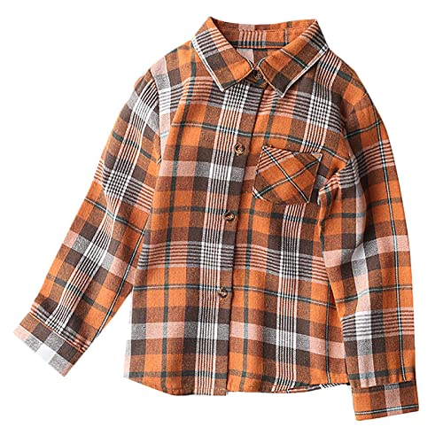 Betusline Little Baby Girl's Plaid Long Sleeve Flannel Shirt, 12 Months - 7 Years