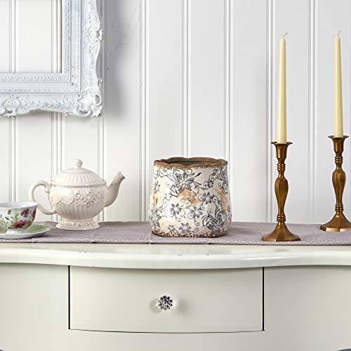 Nearly-Natural-7in-Tuscan-Ceramic-Gray-Scroll-Planter Nearly Natural 7in Tuscan Ceramic Gray Scroll Planter