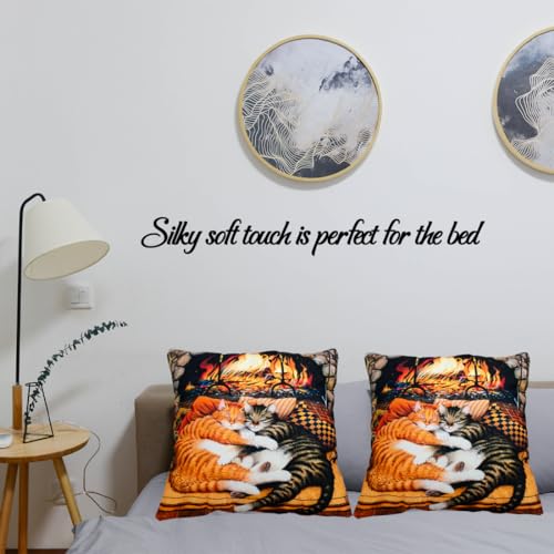 DILOXNSU Cat Gift Cushion Covers 45 x 45 cm Snuggle Sleeping Cat Double-Sided Decorative Pillows Covers for Sofa Livingroom Bed Home Outdoor Garden Decor Cushions Covers 18 x 18 inch - Image 4