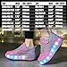 Wooowyet LED Roller Skate Shoes for Kids Boys Girls Light Up Fashion Sneakers Wheels Roller Shoes Wheeled USB Rechargealbe Pink Little Kids Size 11