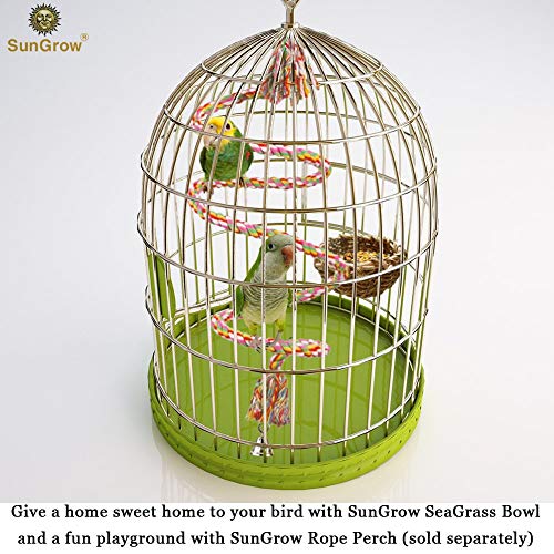 Image of SunGrow Seagrass Bird Nest, Attachable to Cage, 2 Metal Hooks Included, for Canaries, Budgies or Finches