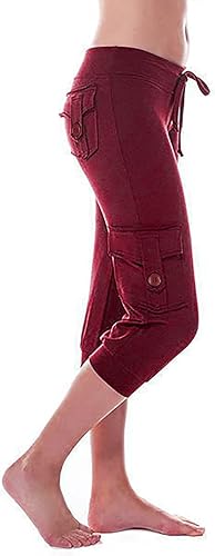 Miniatura 9 de Uillui Pantalones cargo para mujer, corte de bota, ajuste relajado, para yoga, entrenamiento, pantalones recortados, elásticos, suaves, atléticos,