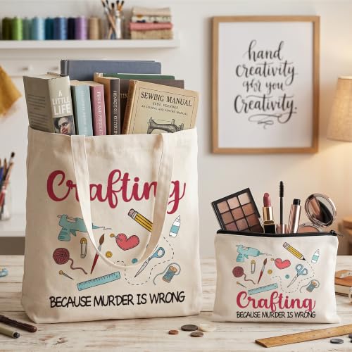 Image of Y1tvei Canvas Bags Gifts, Tote Bag with Makeup Pouch, Birthday Party Favors