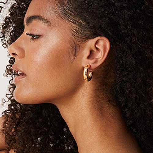 PAVOI 14K Gold Colored Extra Chunky 6.5mm Lightweight Open Hoops | Gold Hoop Earrings for Women2