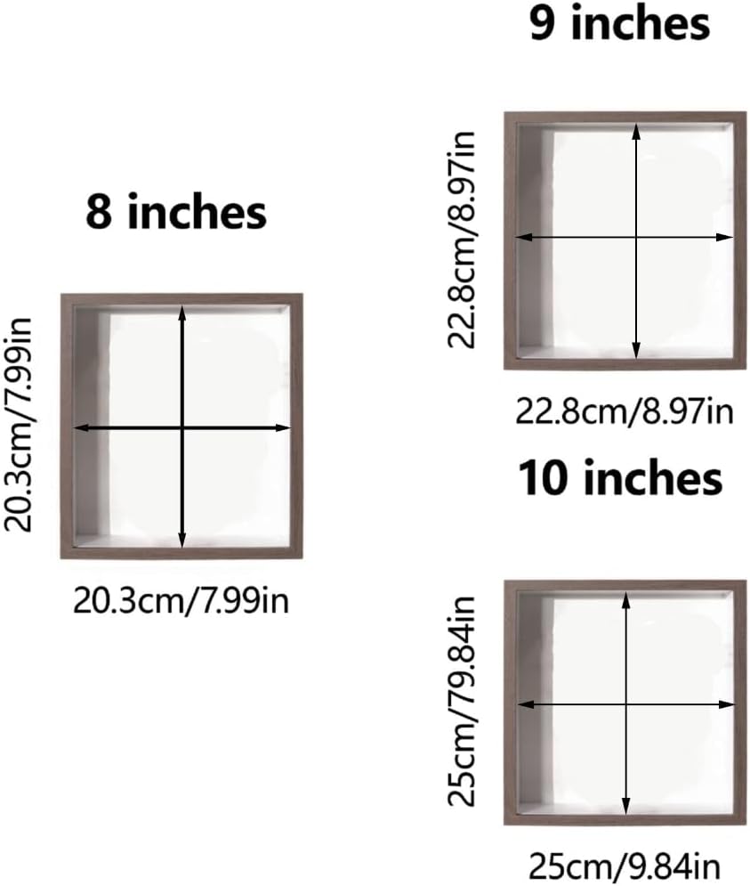 Wood Picture Frame 8/9/10in Glass Panel for Dried Flower Display