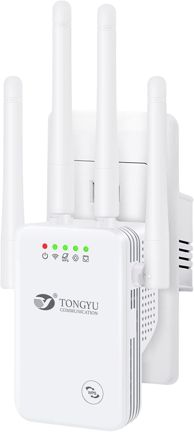 Tongyu 300Mbps WiFi Repeater/Extender Signal Booster for Home and Outdoor,Full Coverage 5000 sq.ft and 35 Devices WiFi Range Extender,with Repeater,Ap,Router 3-in-1 Function