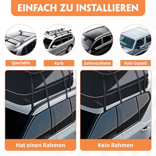 Car Roof Box, Foldable, Waterproof, 1000D with 10 Reinforced Straps, 6 Door Hooks, for Travel and Luggage Transport, for All Vehicles with/without Pannier Rack, 15 Cubic Feet (Grey/Black) - Image 6
