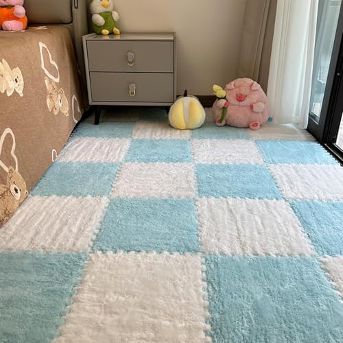 Alfombras para escalar, tapete de juego flufy, alfombra de felpa suave y esponjosa, alfombras de área de ejercicio para gatear con tiras laterales del mismo color, alfombra de de