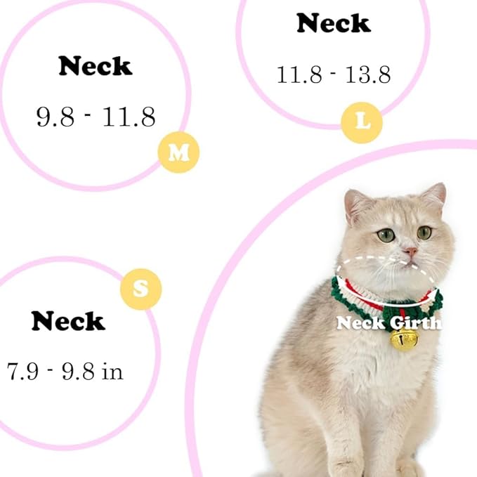 Collar de gato navideño con cascabeles – Bufanda navideña para gatos y perros pequeños miniatura 3