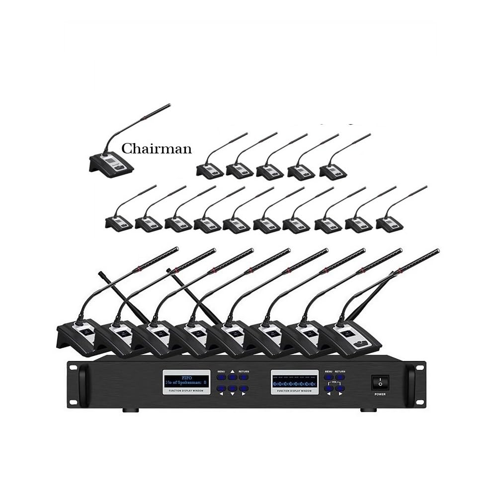 Bolymic 6800 Conference Room Microphone Wireless, Professional Digital Conference Discussion System 1 Chairman 23 Delegate 23 Gooseneck Microphone for Large Conferences, Public Speaking