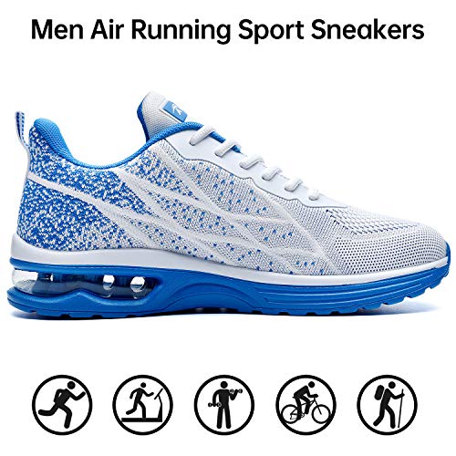 MEHOTO Mens Air Running Sneakers, Men Sport Fitness Gym Jogging Walking Lightweight Shoes, Color Lightblue, Size 10.5